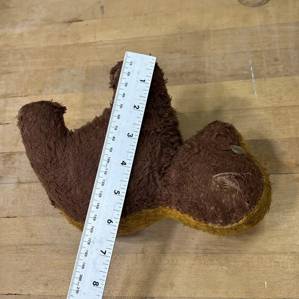 Antique Primitive Brown & Yellow Plush Stuffed Teddy Bear As Is Vintage